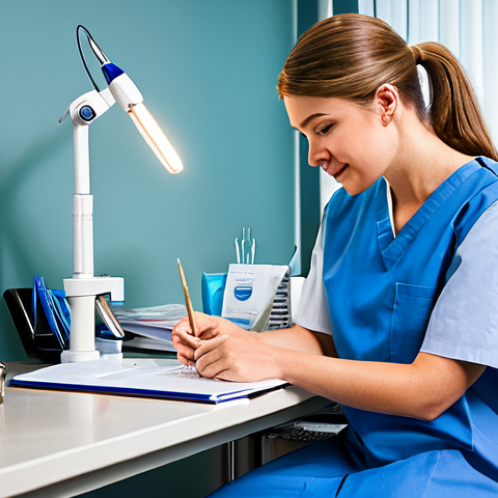 A dedicated professional dental hygiene student, fully clothed in modest, clean scrubs, deeply engrossed in studying intricate dental anatomy using textbooks and detailed models within a modern, well-lit dental training classroom. The student is surrounded by professional study tools and equipment, emphasizing a diligent learning environment. The image showcases perfect anatomy, correct proportions, a natural pose, well-formed hands, proper finger count, and natural body proportions. This scene is safe for work, appropriate content, and family-friendly, reflecting professional dress and high-quality, realistic photography.