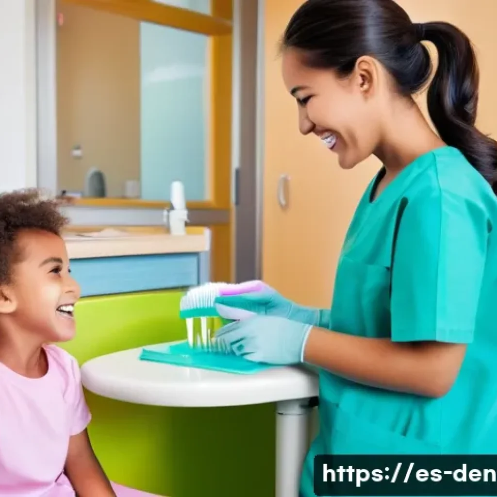 치과위생사 전문 분야 선택 가이드 - **Pediatric Dental Hygiene Education:**
    "A warm and friendly pediatric dental hygienist, wearing...