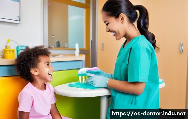 치과위생사 전문 분야 선택 가이드 - **Pediatric Dental Hygiene Education:**
    "A warm and friendly pediatric dental hygienist, wearing...