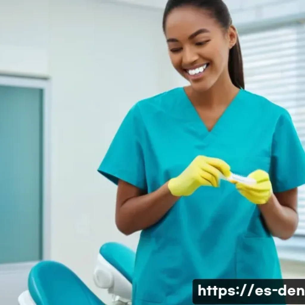 치과위생사 병원 마케팅 참여 사례 - A warm, authentic dental hygienist in professional attire demonstrating proper tooth brushing techni...