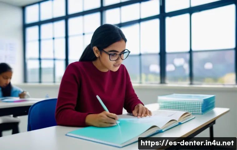 치과위생사 학과 편입 성공 비법 - A focused young adult Hispanic female student studying dental hygiene in a bright, modern university...
