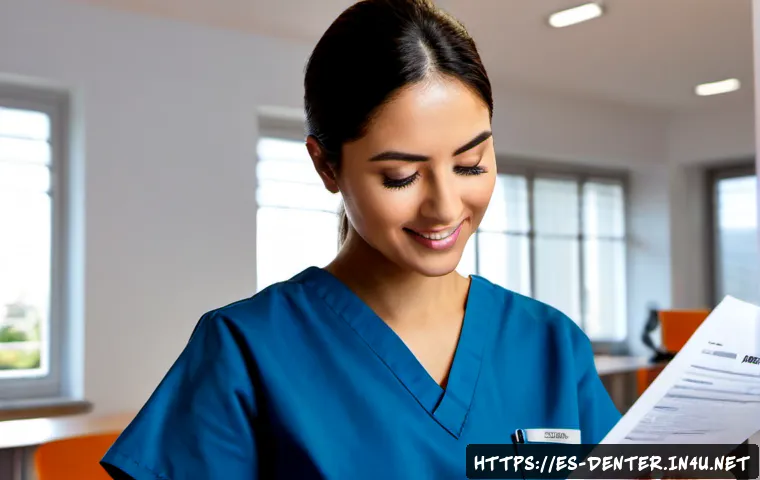 치과위생사 이직 면접 준비 전략 - Photorealistic dental hygienist job interview preparation scene in a bright modern clinic office in ...